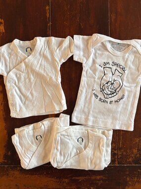 Bundle of NEW white cotton Newborn Tees, Gerber + Born at Home
